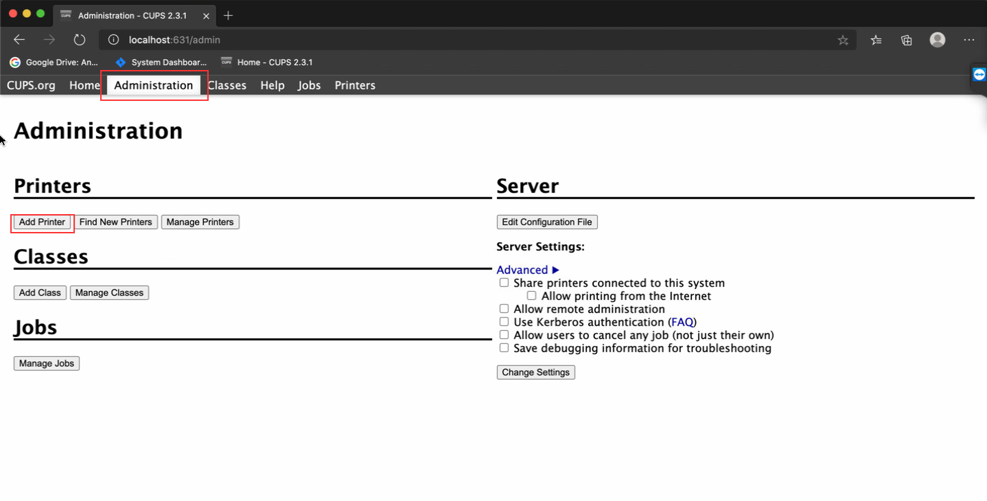 CUPS Administration