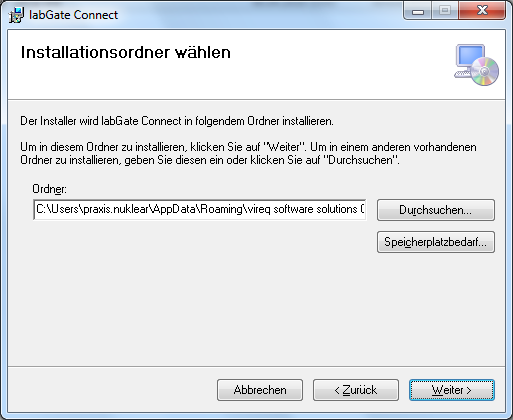 Installationspfad wählen