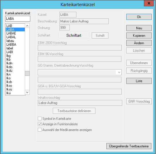 Karteikartenkürzel LABA