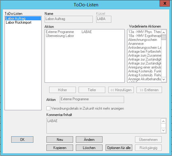 ToDo Liste Labor Auftrag