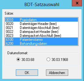 BDT Satzauswahl