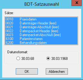 BDT Satzauswahl