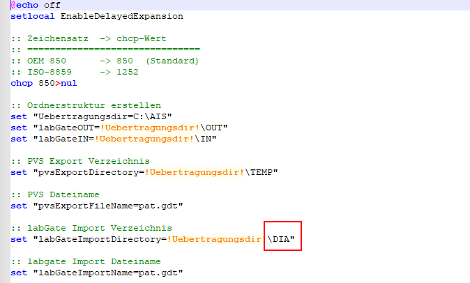 labgateexport.bat mit Diagnosentool