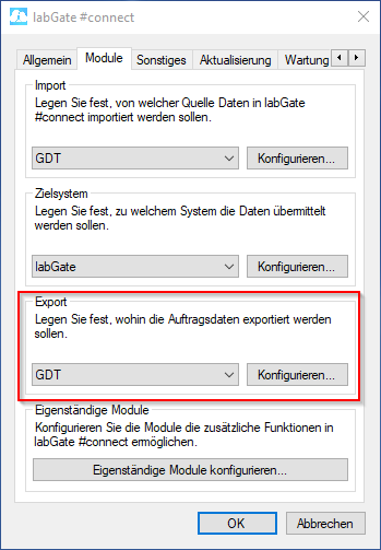 Export konfigurieren