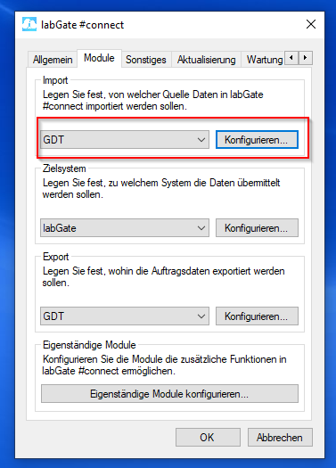 GDT konfigurieren