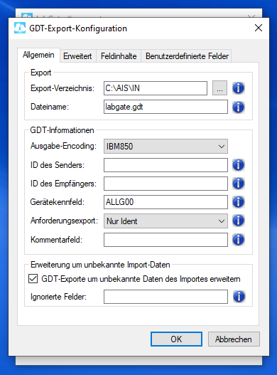 GDT-Export-Konfiguration Allgemein