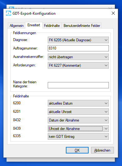 GDT-Export-Konfiguration Erweitert