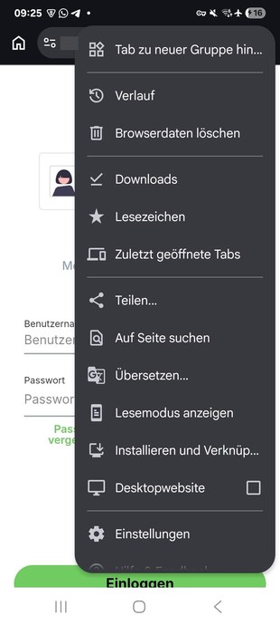 Chrome-Menü