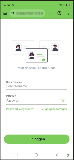 Anmeldeseite der PWA