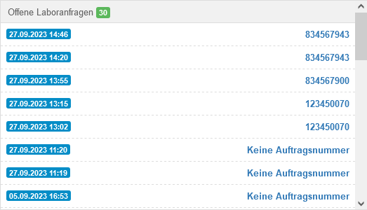 Widget "Offene Laboranfragen"