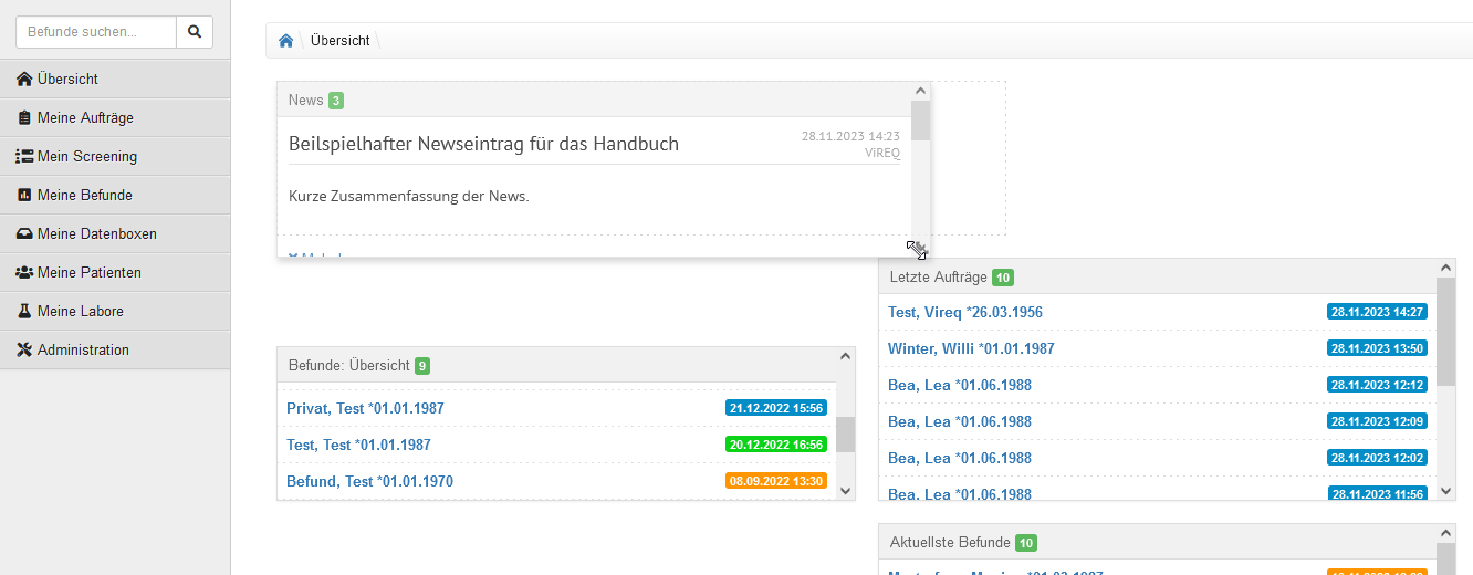 Vergrößern eines Widgets auf der Übersicht
