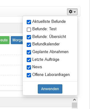 Ansichtsoptionen auf der Übersicht